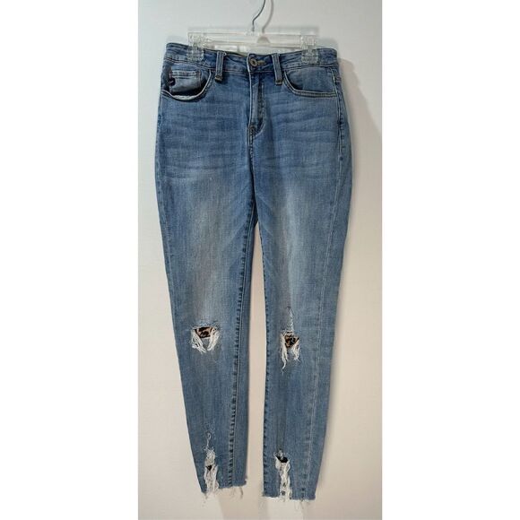KanCan Denim - KanCan distressed high rise jeans leopard patches skinny ankle size 5.  #42-1052